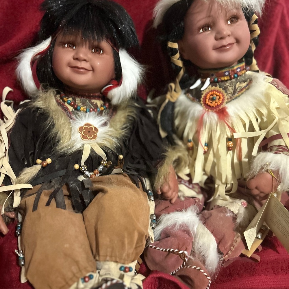 Charming Doll Pair with Beaded Outfits